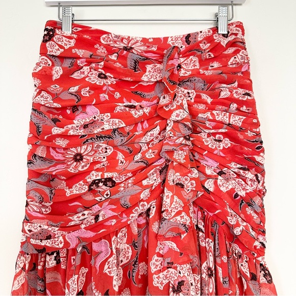 Cinq a Sept Kathleen Ruched Georgette Midi Skirt Venetian - Picture 4 of 12